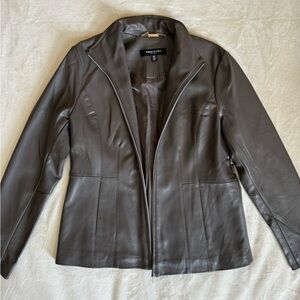 Kenneth Cole Grey Faux Leather Jacket. Slim Fit, size Medium